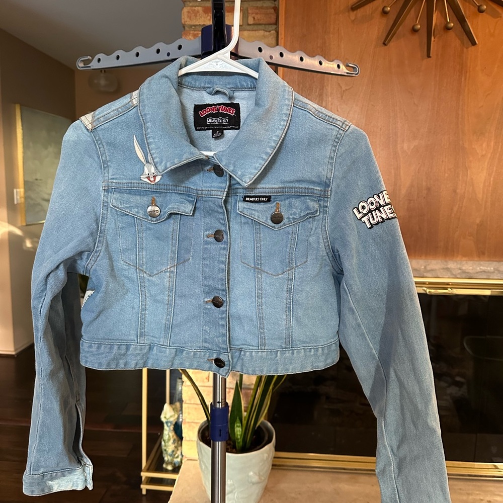 Members Only Looney Tunes Bugs Bunny Crop Denim Jacket Size S